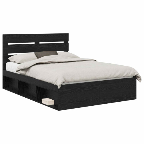 Berkfield Bed Frame with Headboard Black 160 x 200 cm Solid Pine Wood 1
