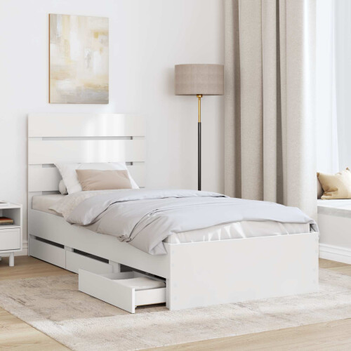 Berkfield Bed Frame with Drawer White 75 x 190 cm Engineer Wood 2