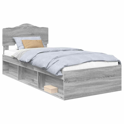 Berkfield Bed Frame Grey Sonoma 75 x 190 cm Solid Pine Wood 1