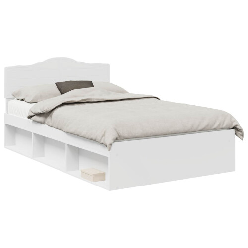 Berkfield Bed Frame with Headboard White 120 x 190 cm Solid Pine Wood 1