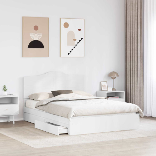 Berkfield Storage Bed with Headboard White 160 x 200 cm Engineered Wood 2