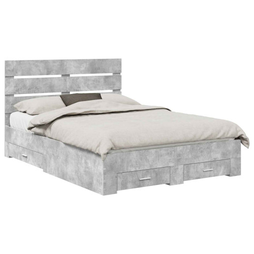 Berkfield Bed Frame Concrete Grey 150 x 200 cm Engineered Wood 1