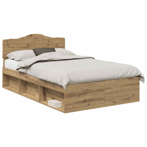 Berkfield Bed Frame Artisian Oak 120 x 190 cm Solid Pine Wood 1