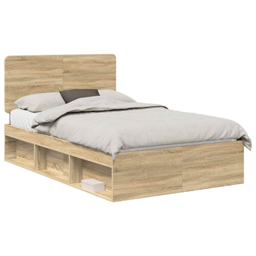 Berkfield Bed Frame with Headboard Sonoma 120 x 190 cm Solid Pine Wood 1