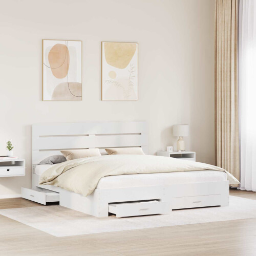 Berkfield Bed Frame with Drawer White 180 x 200 cm Engineered Wood 2