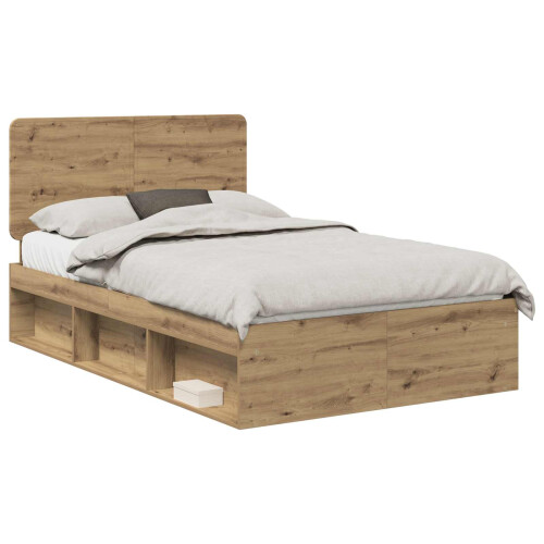 Berkfield Bed Frame Artisian Oak 120 x 190 cm Solid Pine Wood 1