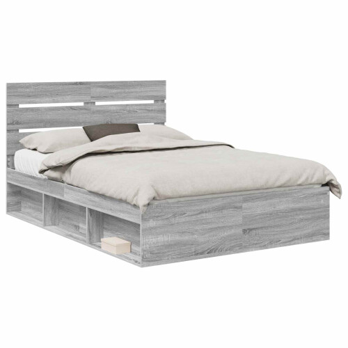 Berkfield Bed Frame Grey Sonoma 140 x 190 cm Solid Pine Wood 1