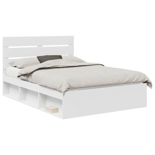 Berkfield Bed Frame with Headboard White 150 x 200 cm Solid Pine Wood 1