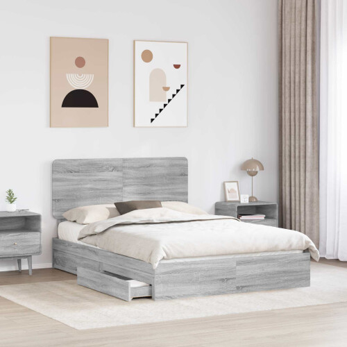 Berkfield Storage Bed Grey Sonoma 150 x 200 cm Engineered Wood 2