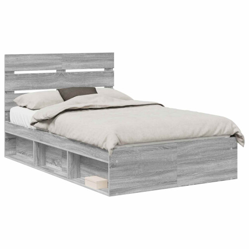 Berkfield Bed Frame Grey Sonoma 120 x 190 cm Solid Pine Wood 1
