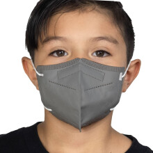 Gray Kids Face Mask Made in USA, Breathable 5Layer Design with Adjustable Nose Clip, 10 Pack