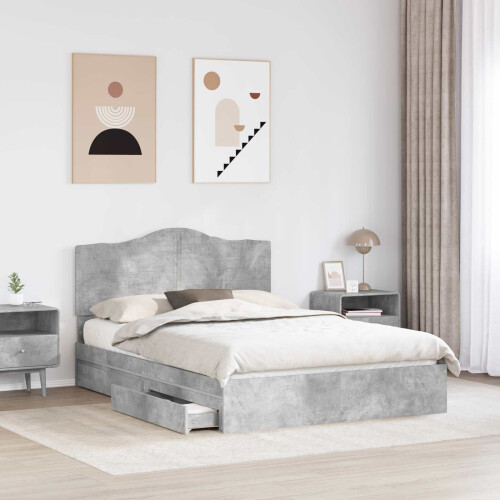Berkfield Storage Bed Concrete Grey 150 x 200 cm Engineered Wood 2