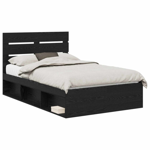Berkfield Bed Frame with Headboard Black 120 x 190 cm Solid Pine Wood 1