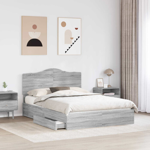 Berkfield Storage Bed Grey Sonoma 150 x 200 cm Engineered Wood 2
