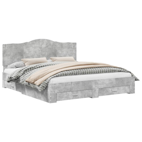 Berkfield Bed Frame Concrete Grey 200 x 200 cm Engineered Wood 1