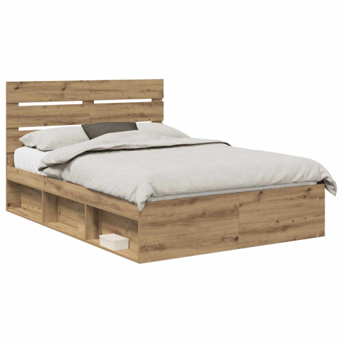 Berkfield Bed Frame Artisian Oak 150 x 200 cm Solid Pine Wood 1