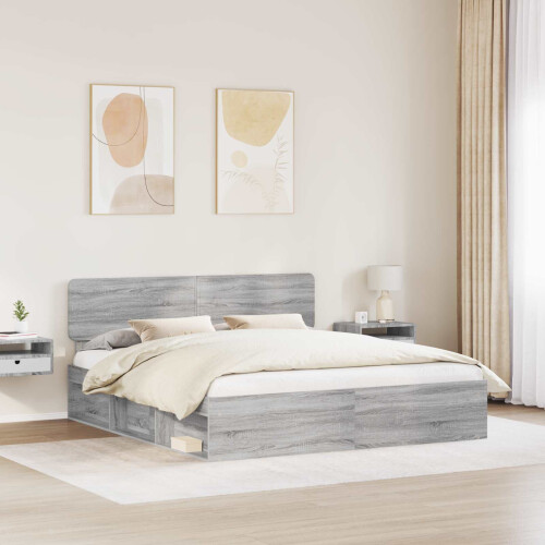 Berkfield Bed Frame Grey Sonoma 180 x 200 cm Solid Pine Wood 2