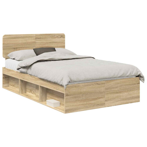 Berkfield Bed Frame with Headboard Sonoma 120 x 190 cm Solid Pine Wood 1