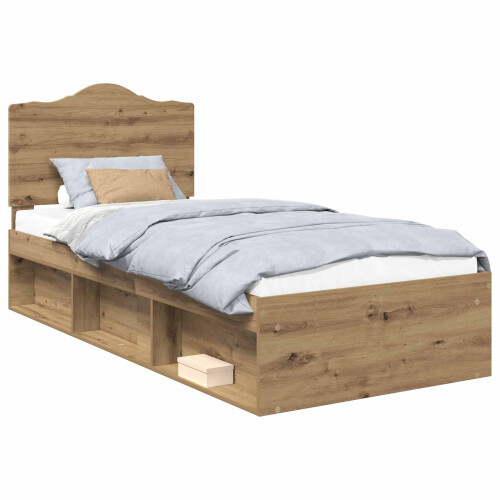 Berkfield Bed Frame Artisian Oak 90 x 190 cm Solid Pine Wood 1