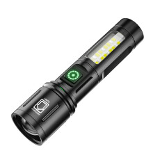 Uppladdningsbar LED-ficklampa med hög lumen, ljusstark långsträckt strålkastare