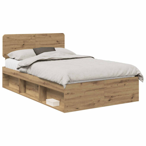 Berkfield Bed Frame Artisian Oak 120 x 190 cm Solid Pine Wood 1