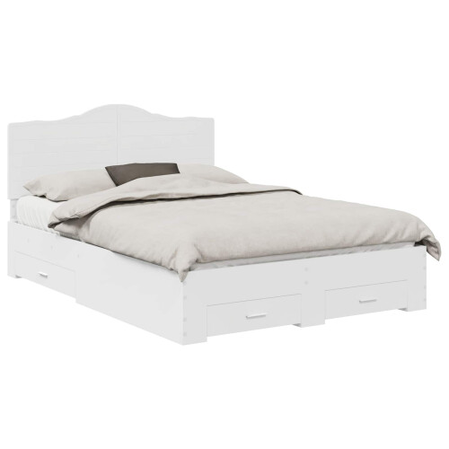 Berkfield Bed Frame with Headboard White 140 x 190 cm Engineered Wood 1