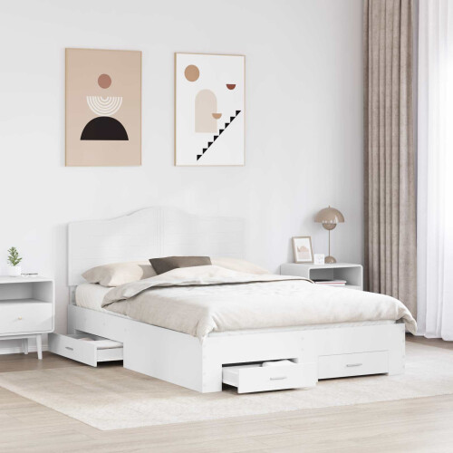 Berkfield Bed Frame with Headboard White 140 x 190 cm Engineered Wood 2