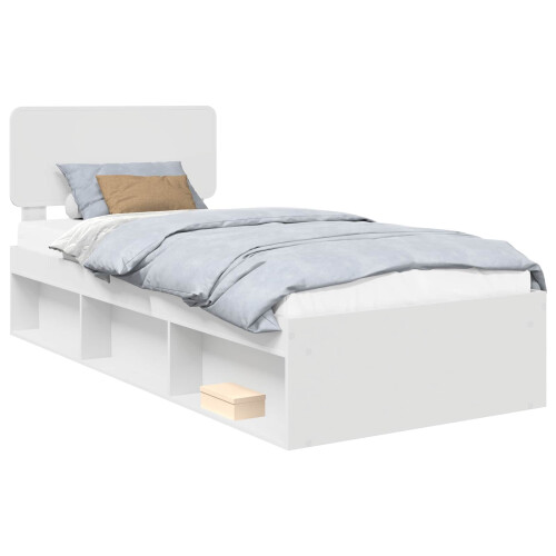 Berkfield Bed Frame with Headboard White 90 x 190 cm Solid Pine Wood 1