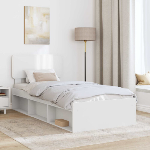 Berkfield Bed Frame with Headboard White 90 x 190 cm Solid Pine Wood 2