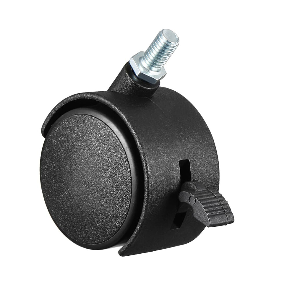 2 Inch Black Nylon Caster Wheels, Swivel Casters With Secure Threaded Stem For Cabinets And Shelves 9045646595276