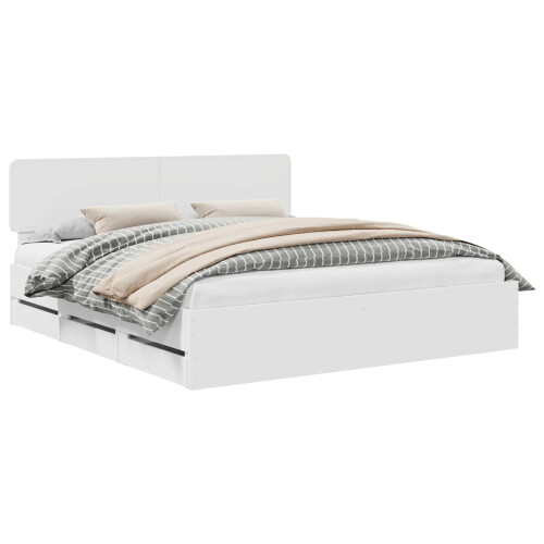 Berkfield Bed Frame with Drawer White 180 x 200 cm Engineered Wood 1