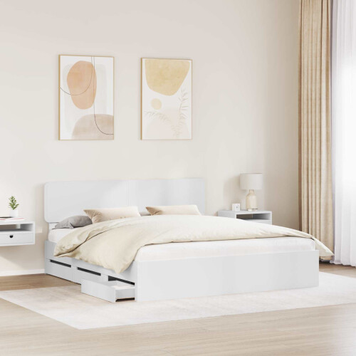 Berkfield Bed Frame with Drawer White 180 x 200 cm Engineered Wood 2