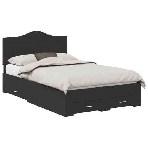 Berkfield Bed Frame with Headboard Black 135 x 190 cm Engineered Wood 1