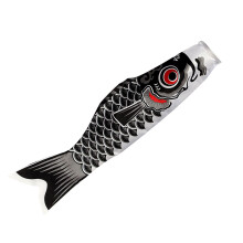 Japanischer Karpfen-Windsack-Drachen, 70 cm langer Koi-Fisch-Streamer für Garten, Terrasse und Außendekoration, Schwarz