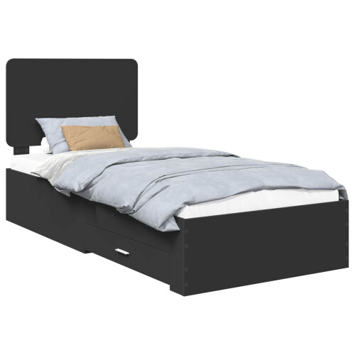 Berkfield Bed Frame with Headboard Black 75 x 190 cm Engineered Wood 1