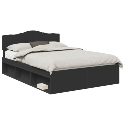 Berkfield Bed Frame with Headboard Black 150 x 200 cm Solid Pine Wood 1