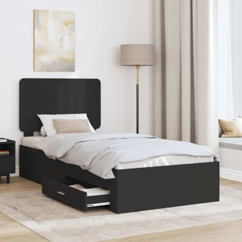 Berkfield Bed Frame with Headboard Black 75 x 190 cm Engineered Wood 2