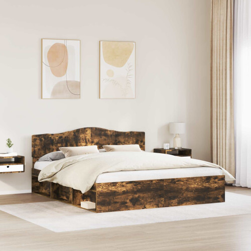 Berkfield Bed Frame Smoked Oak 180 x 200 cm Solid Pine Wood 2