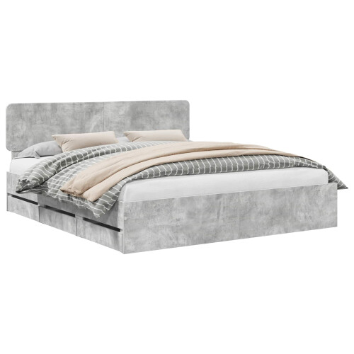 Berkfield Bed Frame Concrete Grey 180 x 200 cm Engineered Wood 1