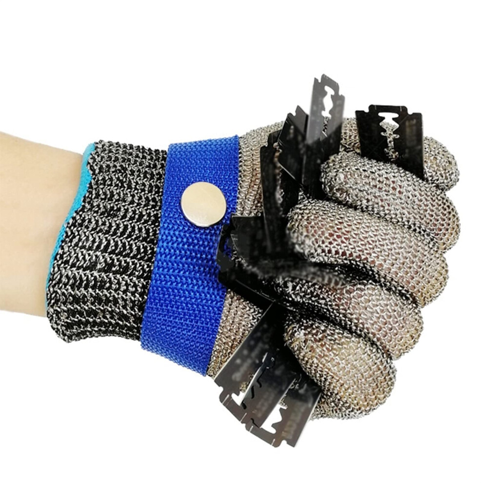 Cut Resistant Gloves 5 Pcs 316L Stainless Steel Mesh Butcher Kitchen Safety Glove With Adjustable Wrist Clasp Xxl 9045646595412