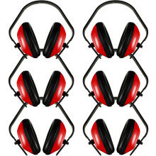 6 Pcs Soundproof Earmuffs Hearing Protection Headphones Adjustable Padded Defender Noise Reduction Earplug (Red)