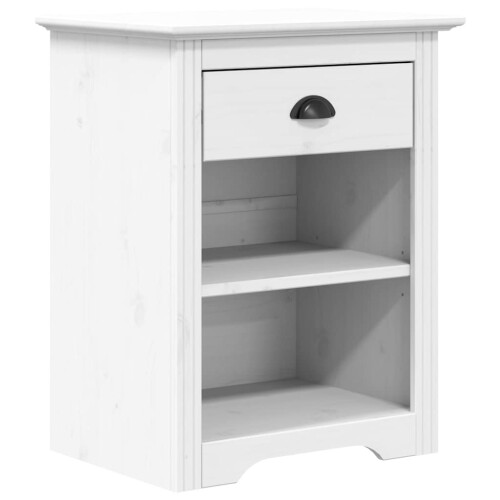 Berkfield Bedside Cabinet BODO White 53x38.5x66 cm Solid Wood Pine 1