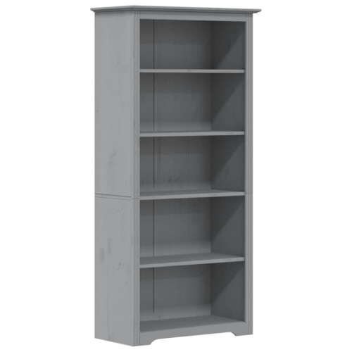 Berkfield Bookcase BODO Grey 80x38x180 cm Solid Wood Pine 5-Tier 1