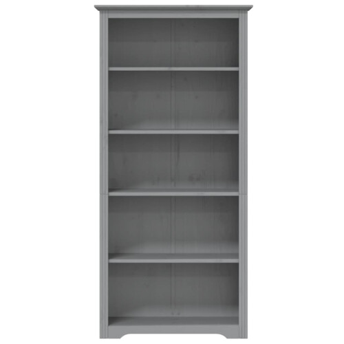 Berkfield Bookcase BODO Grey 80x38x180 cm Solid Wood Pine 5-Tier 2