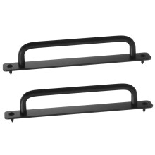 2pcs Modern Aluminum Barn Door Handle Set, Minimalist Sliding Door Pull, Black Cabinet Door Handle