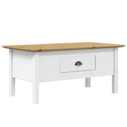 Berkfield Coffee Table BODO White and Brown 100x55x45 cm Solid Wood Pine 1