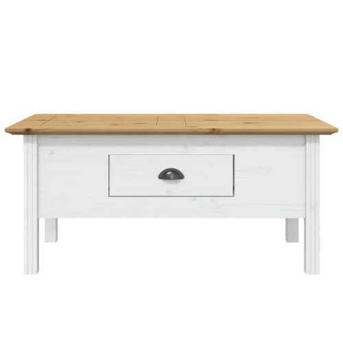 Berkfield Coffee Table BODO White and Brown 100x55x45 cm Solid Wood Pine 2