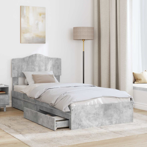 Berkfield Storage Bed Concrete Grey 90 x 190 cm Engineered Wood 2