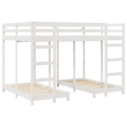 Berkfield Triple Bunk Bed Frame White 140 x 200 cm Solid Pine Wood 2