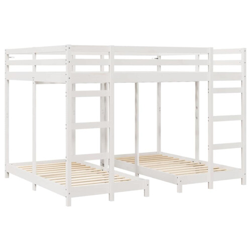 Berkfield Triple Bunk Bed Frame White 160 x 200 cm Solid Pine Wood 2